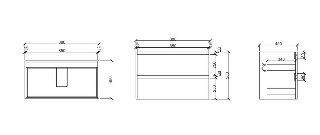 HERA 900mm Wall-Hung Vanity - Tas Oak