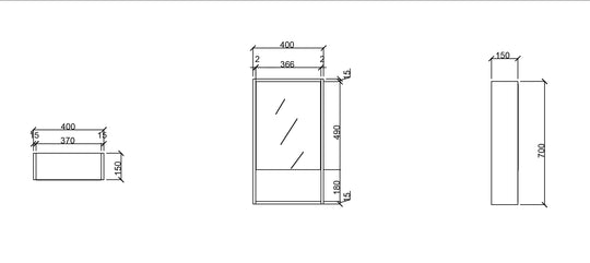 HERA 400mm Shaving Cabinet - Elegant Oak