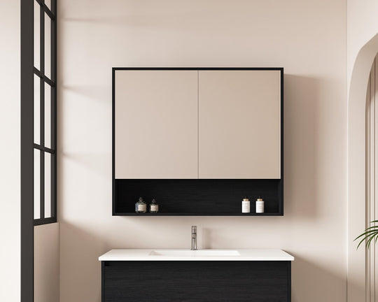 HERA 900mm Shaving Cabinet - Black Oak