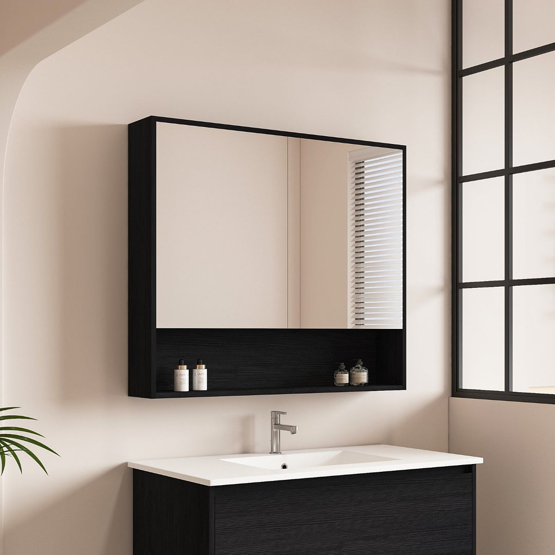 HERA 900mm Shaving Cabinet - Black Oak