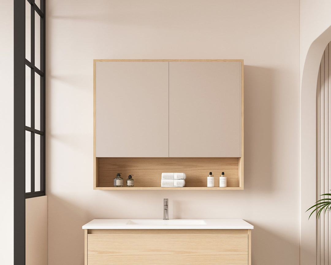 HERA 900mm Shaving Cabinet - Tas Oak