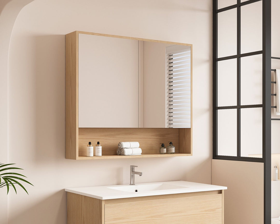 HERA 900mm Shaving Cabinet - Tas Oak