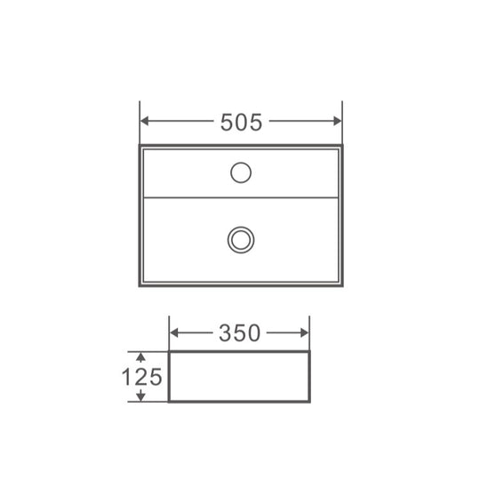 Kube 51M Wall-Hung Slim Rectangular Basin