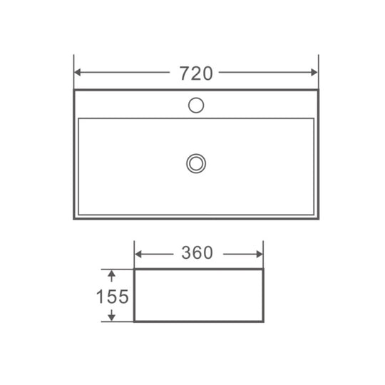 Kube 72M Wall-Hung Slim Rectangular Basin