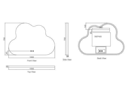Luna 700×1000mm LED Cloud Mirror