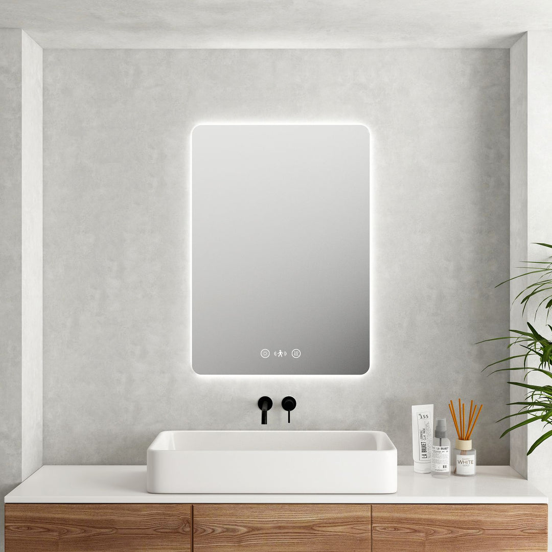 Luna LED Rectangular Mirror 600mm - with Adjustable LED Lighting