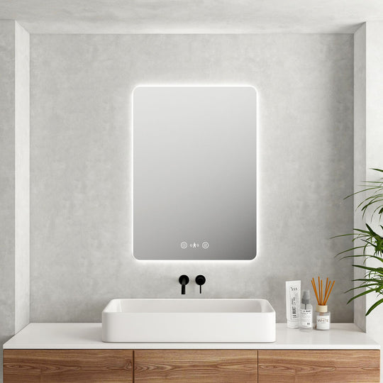 Luna LED Rectangular Mirror 600mm - with Adjustable LED Lighting