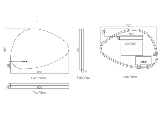 Luna 550×800mm LED Irregular Mirror