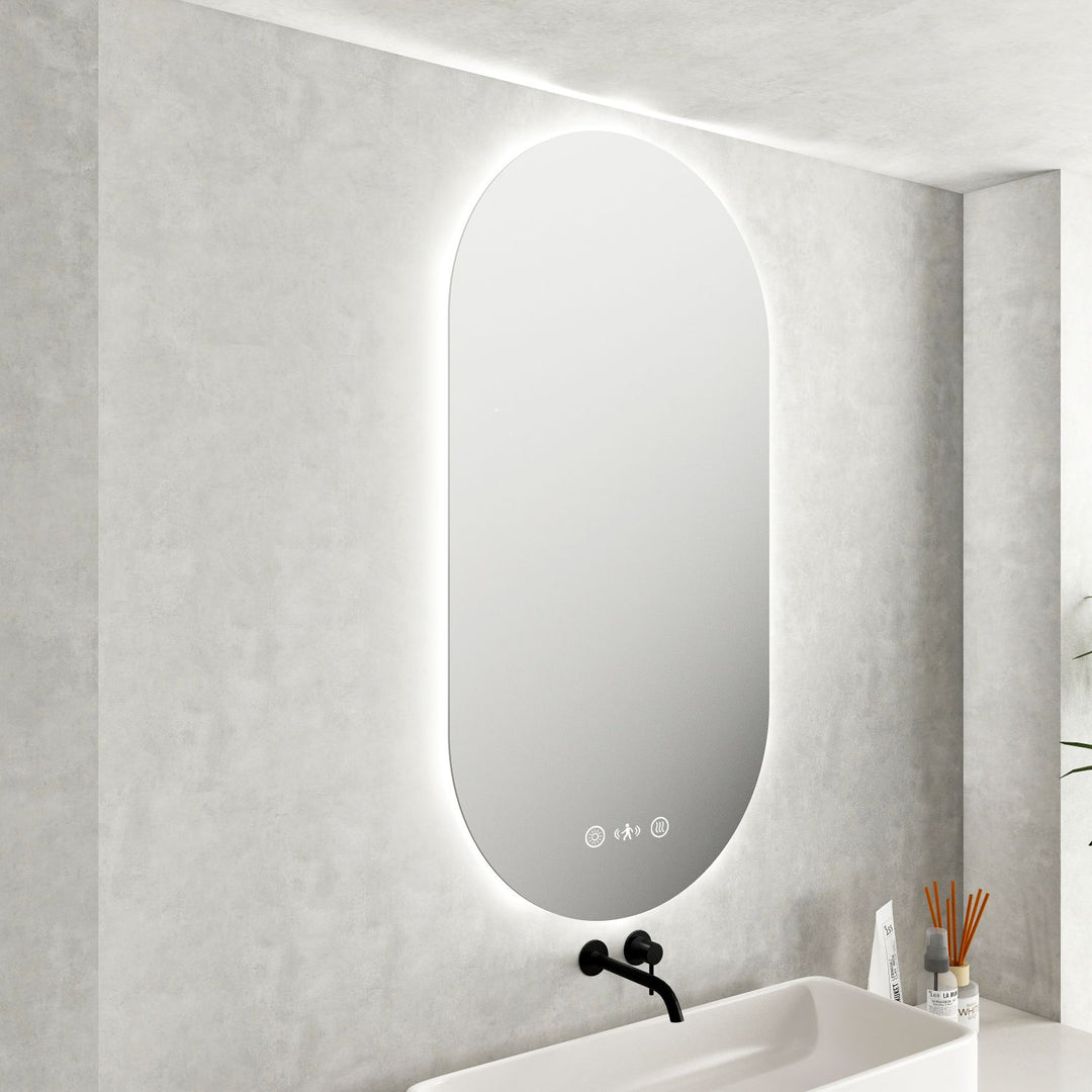 Luna LED Oval Mirror 500 x 900mm - with Adjustable LED Lighting