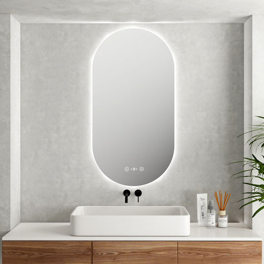 Luna LED Oval Mirror 500 x 900mm - with Adjustable LED Lighting