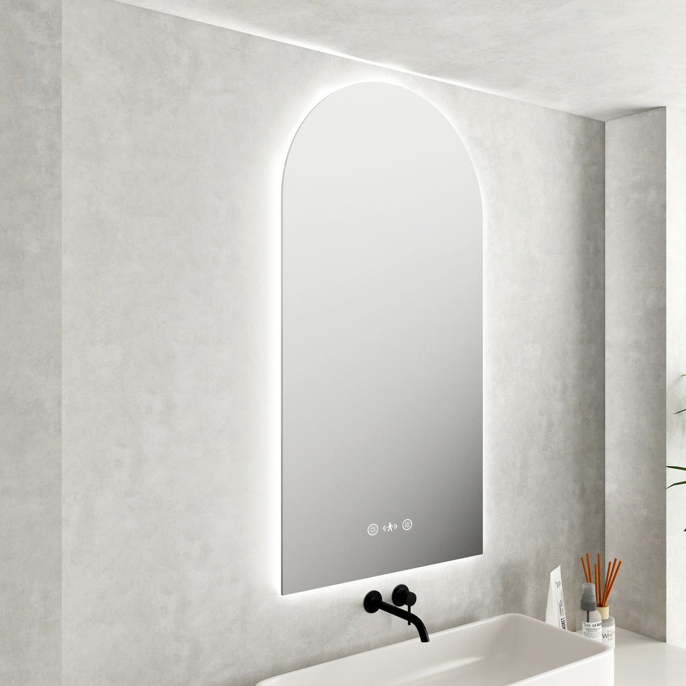 Luna LED Arch Mirror 600 x 900mm - with Adjustable LED Lighting