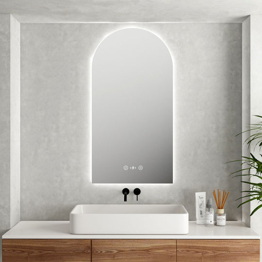 Luna LED Arch Mirror 600 x 900mm - with Adjustable LED Lighting