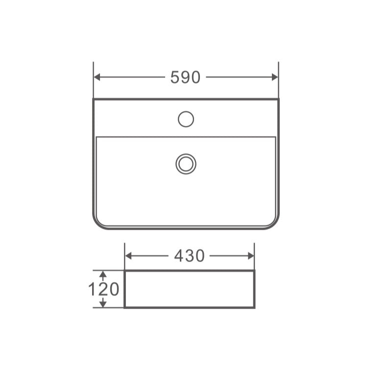 Marsay 73 Wall-Hung Rectangular Basin - Matt Black