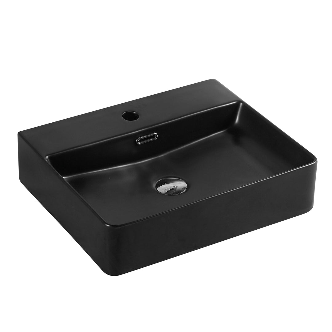 Marsay 73S Wall-Hung Rectangular Basin - Matt Black