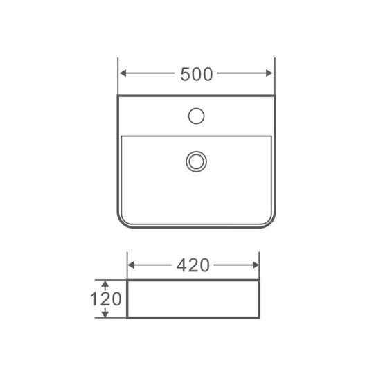 Marsay 73S Wall-Hung Rectangular Basin - Matt Black