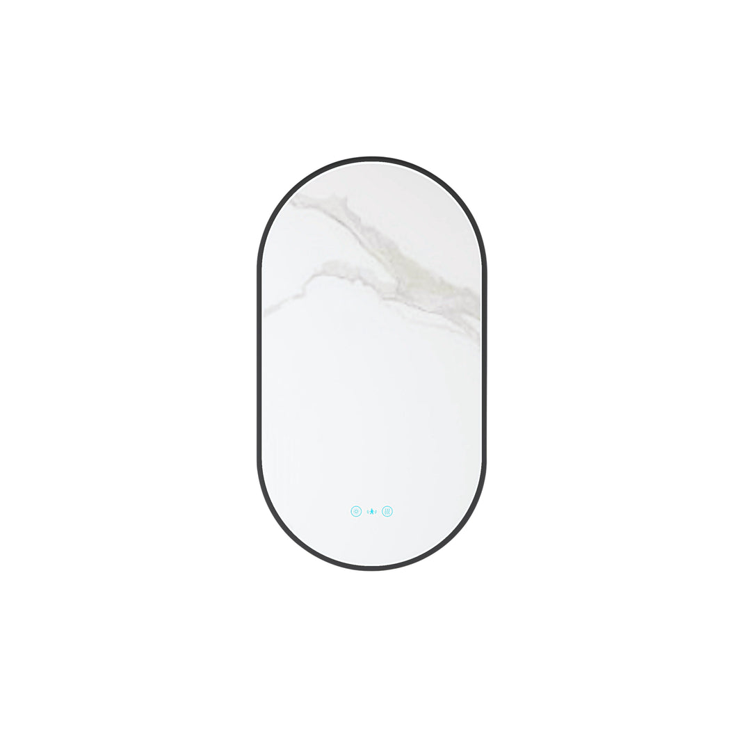 Maia 500×900mm LED Oval Mirror – Matt Black Frame