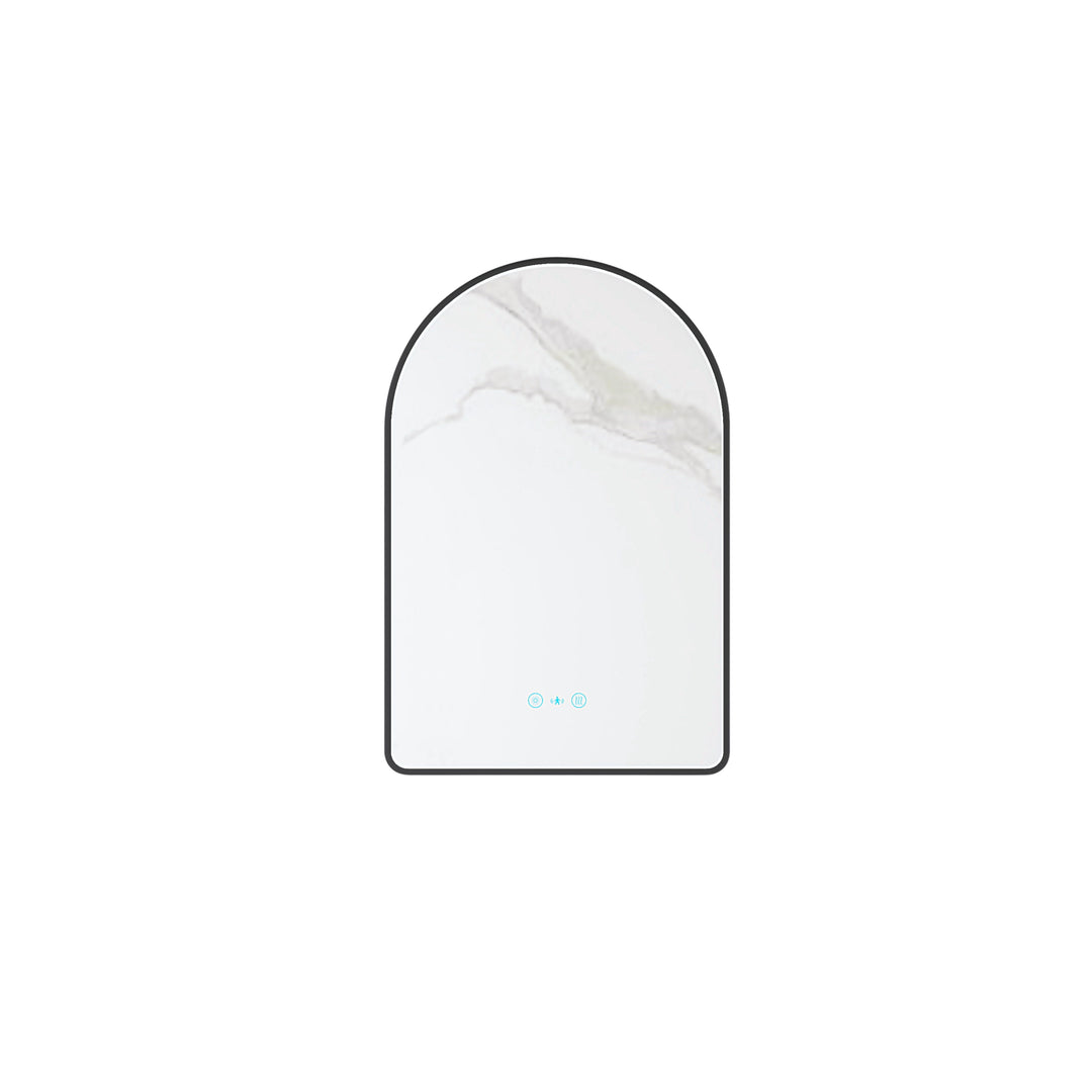 Maia 600×900mm LED Arch Mirror– Matt Black Frame