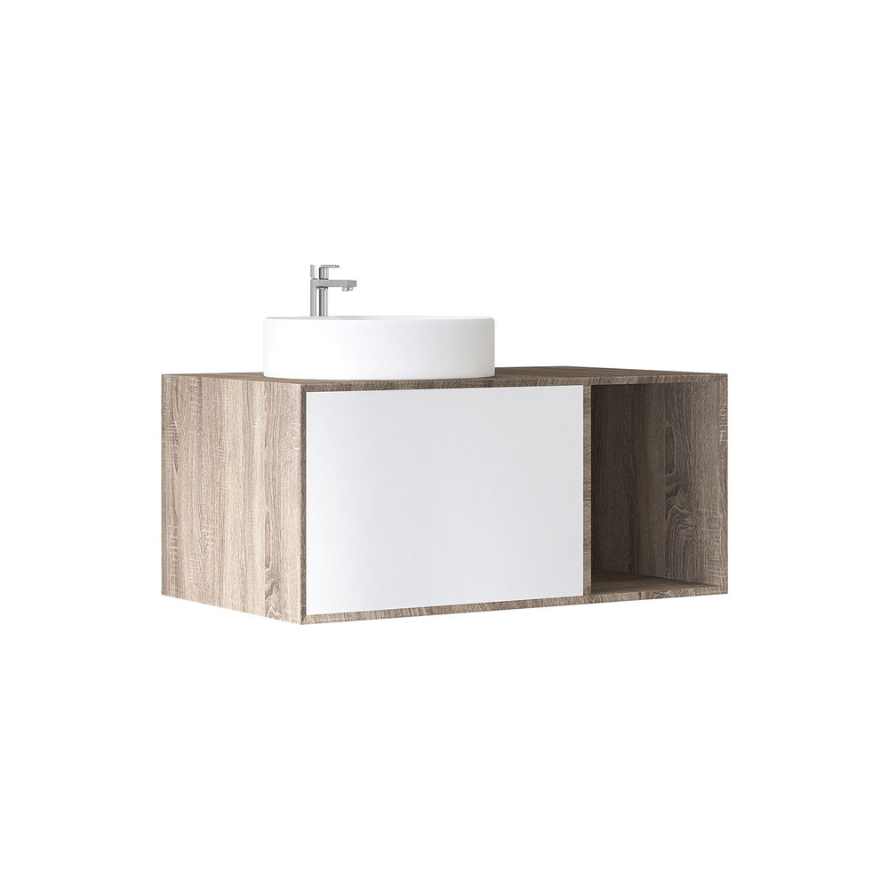 MI 900mm Vanity Cabinet for Countertop Basin with Right Side Shelf – Northern Alder