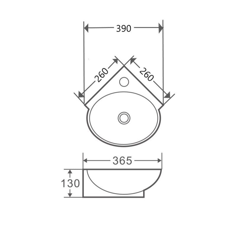 Mini 39 Compact Wall-Hung Corner Basin