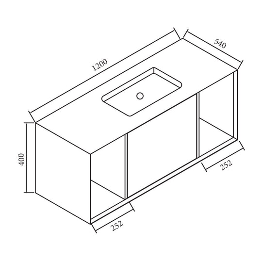 MIO 1200mm Vanity Cabinet for Insert Basin – Northern Alder