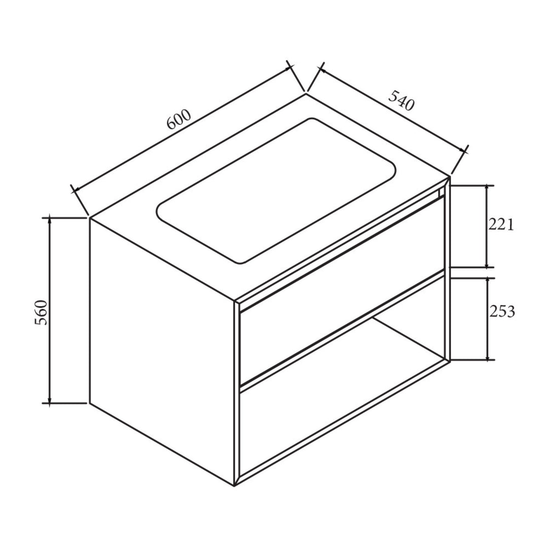 MI 600mm Vanity Cabinet for Counter-top Basin - Northern Alder