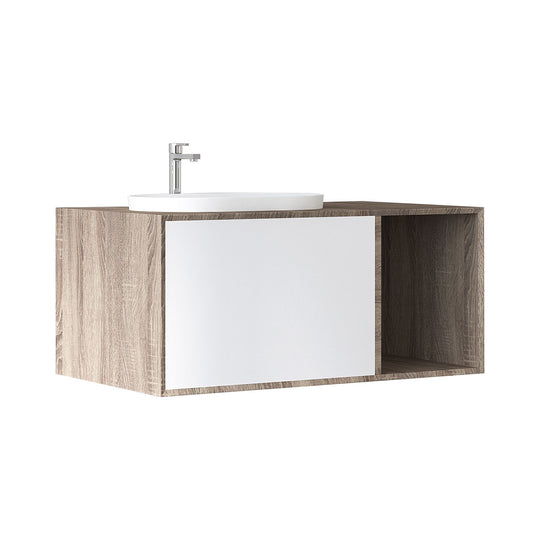 MIO 900mm Vanity Cabinet for Insert Basin with Right Side Shelf – Northern Alder