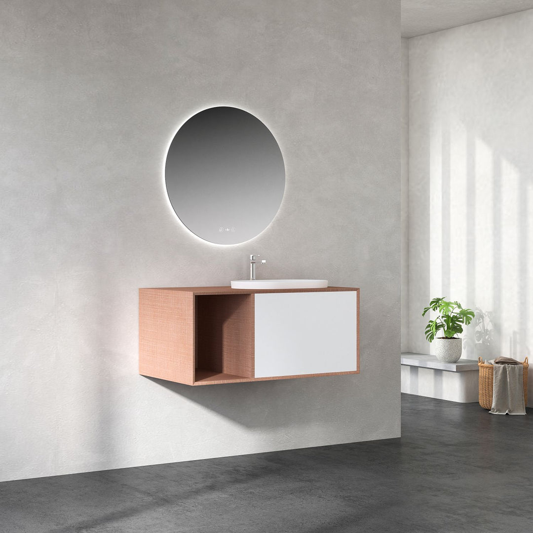 MIO 900mm Vanity Cabinet for Insert Basin with Left Side Shelf – Costa Oakin