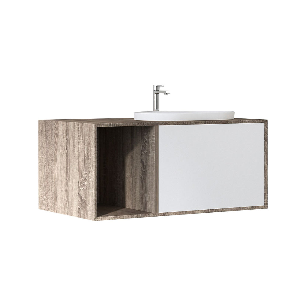 MIO 900mm Vanity Cabinet for Insert Basin with Left Side Shelf – Northern Alder