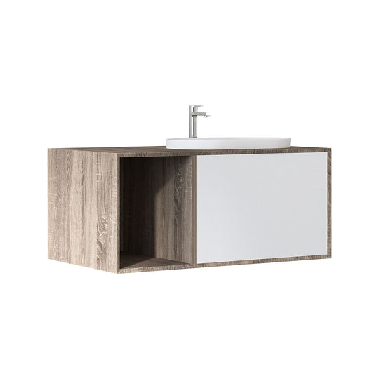 MIO 900mm Vanity Cabinet for Insert Basin with Left Side Shelf – Northern Alder