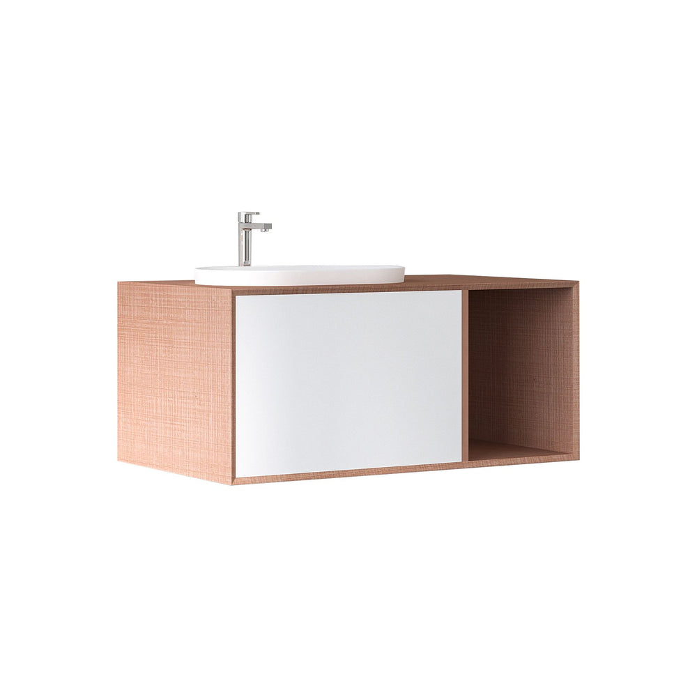 MIO 900mm Vanity Cabinet for Insert Basin with Right Side Shelf – Costa Oak