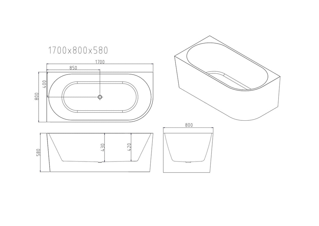 Nova Ultra-Thin Corner Bathtub - Gloss White