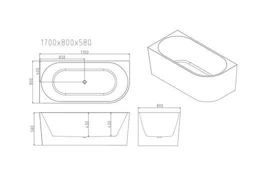 Nova Ultra-Thin Corner Bathtub - Gloss White