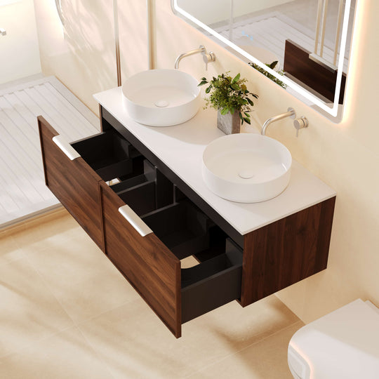 Paris 1200mm Wall-Hung Vanity - Walnut Woodmatt