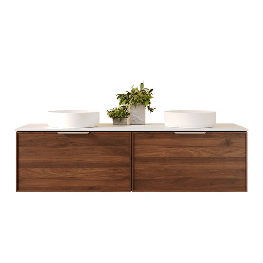 Paris 1500mm Wall-Hung Vanity - Walnut Woodmatt