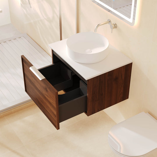 Paris 600mm Wall-Hung Vanity - Walnut Woodmatt