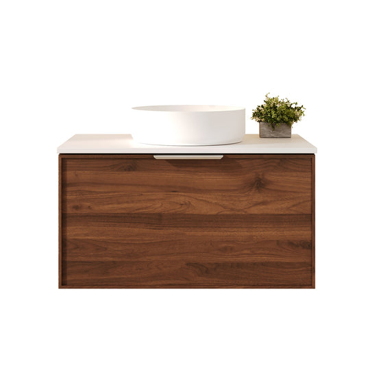 Paris 750mm Wall-Hung Vanity - Walnut Woodmatt