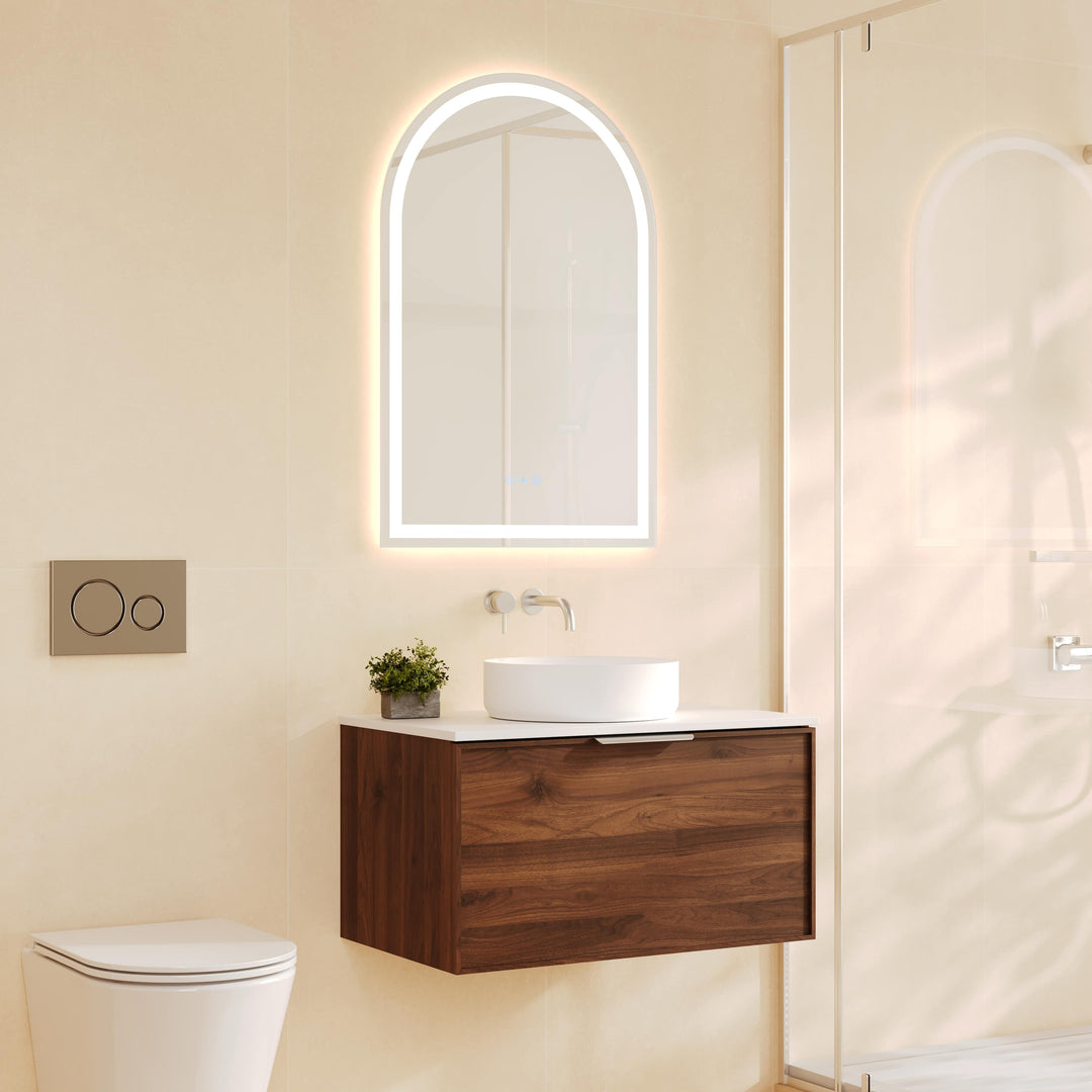 Paris 750mm Wall-Hung Vanity - Walnut Woodmatt