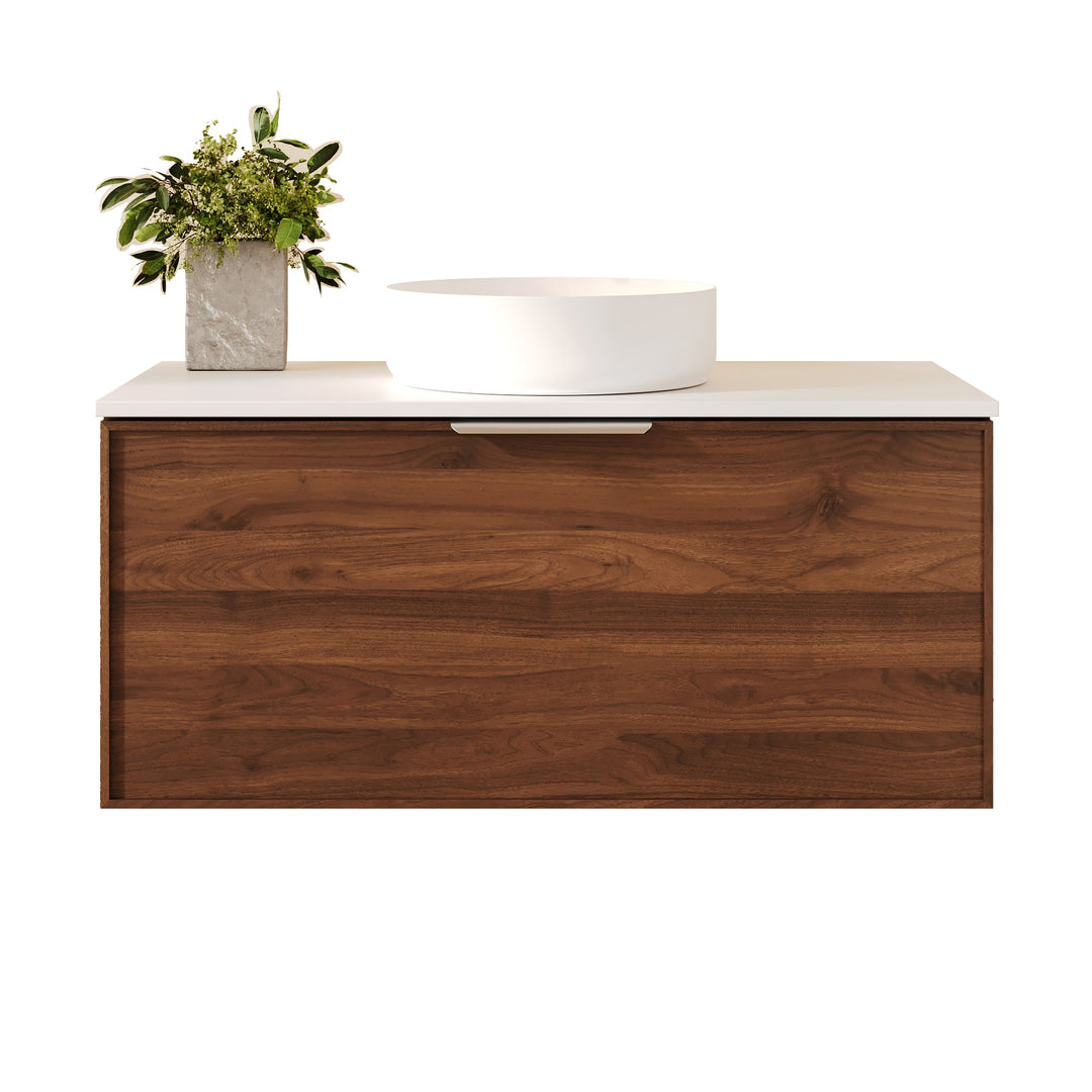 Paris 900mm Wall-Hung Vanity - Walnut Woodmatt