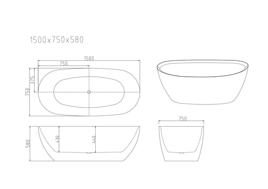 Pilato Freestanding Bathtub - Gloss White & Matt White