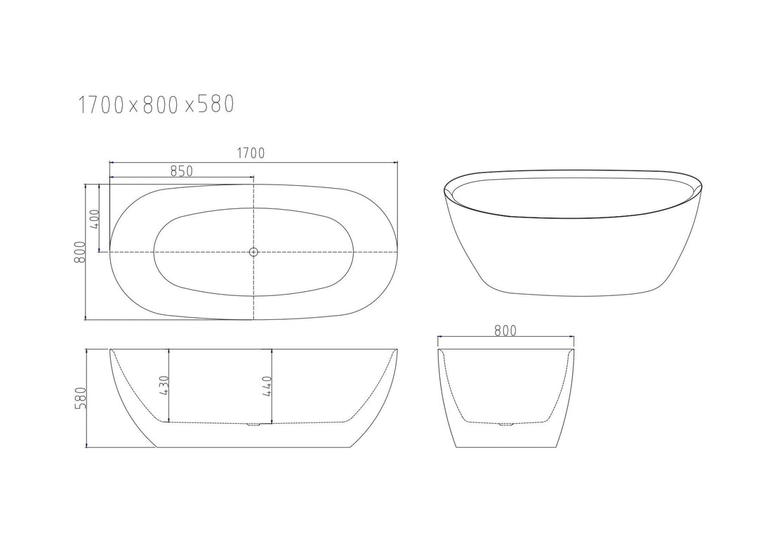 Pilato Freestanding Bathtub - Gloss White & Matt White