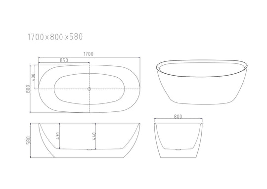 Pilato Freestanding Bathtub - Gloss White & Matt White