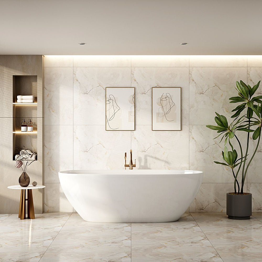 Pilato Freestanding Bathtub - Gloss White & Matt White