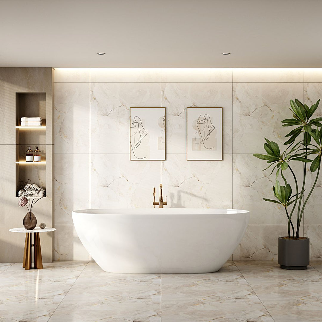 Pilato Freestanding Bathtub - Gloss White & Matt White