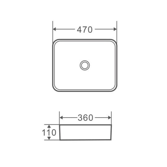 Qtro 47 Counter-top Rectangular Basin