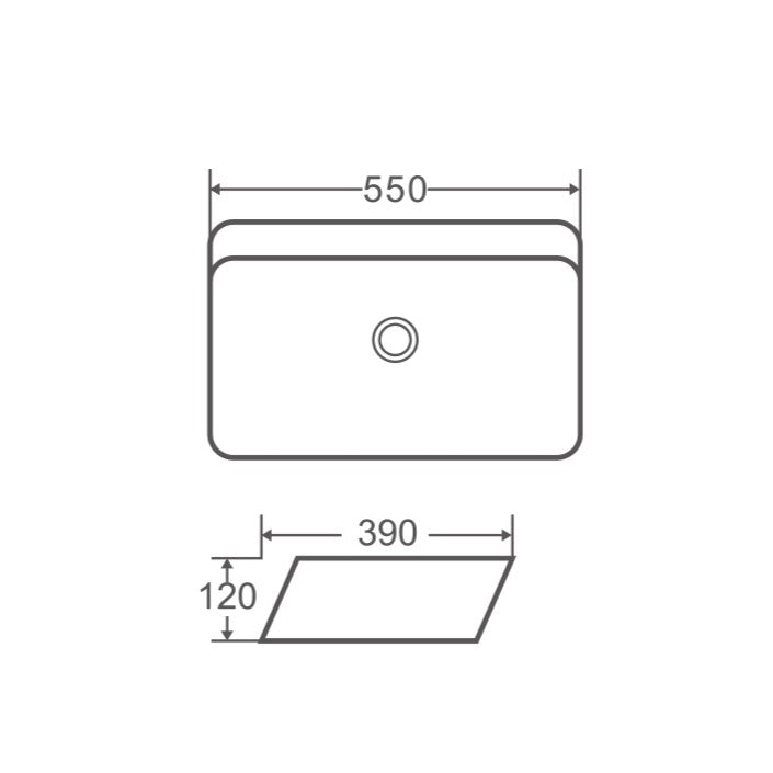 Qtro 55 Counter-top Rectangular Basin at Angle