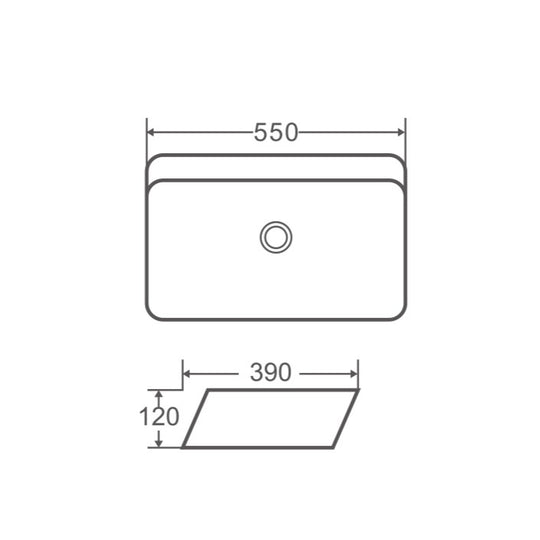 Qtro 55 Counter-top Rectangular Basin at Angle