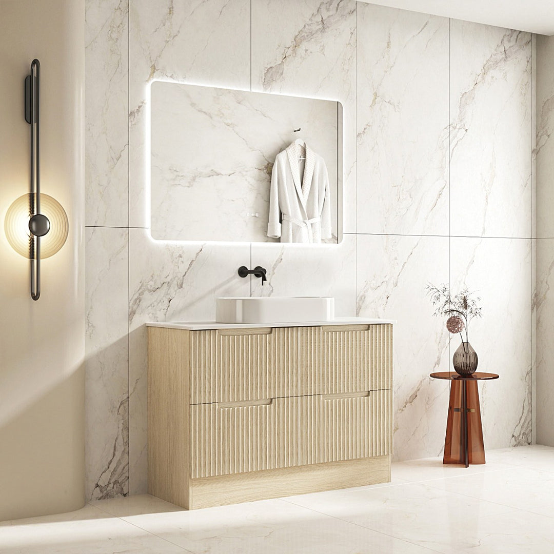 Fluted Rhea 1200mm Freestanding Cabinet - Natural Oak