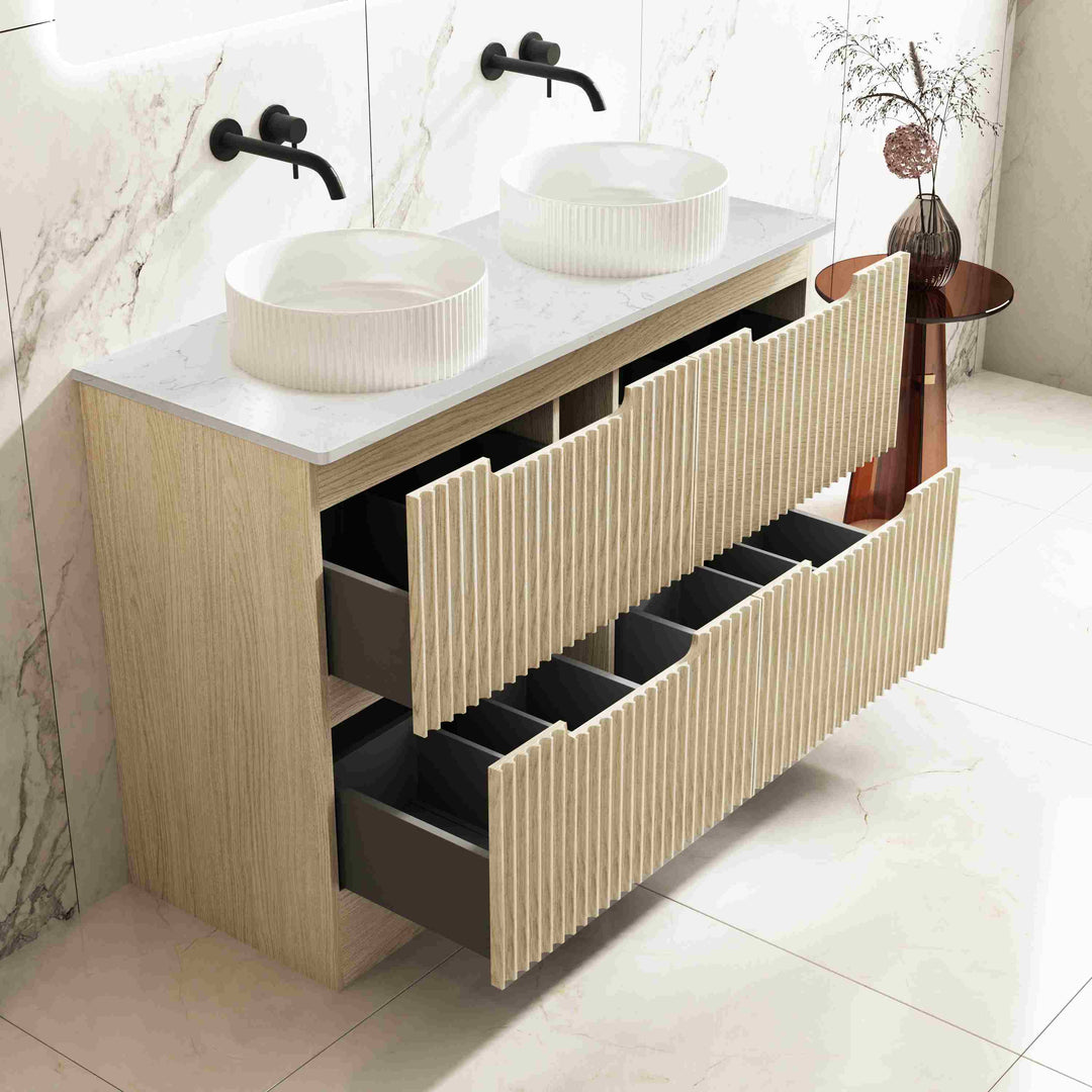 Fluted Rhea 1200mm Freestanding Cabinet - Natural Oak