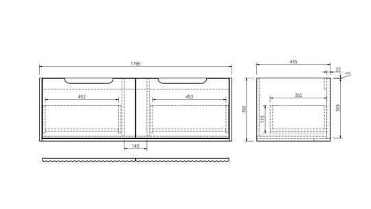 Fluted Rhea 1200mm Wall-Hung Cabinet - Natural Oak