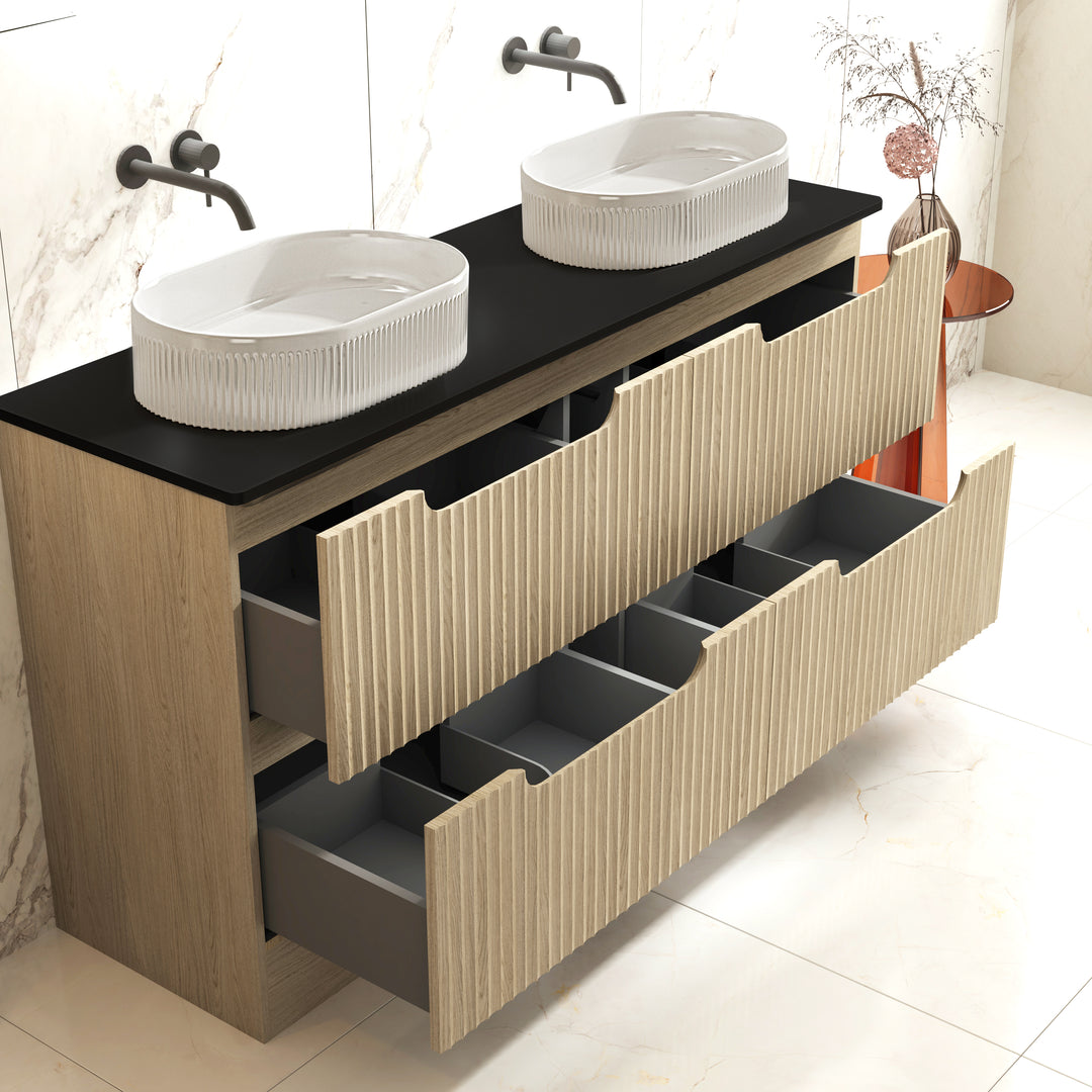 Fluted Rhea 1500mm Freestanding Cabinet - Natural Oak